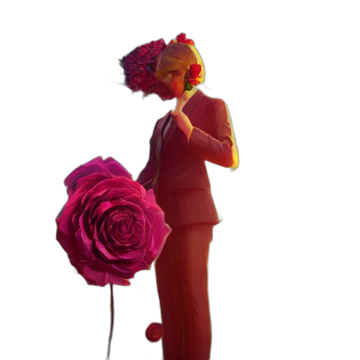 flower, staff, dress, crown, concept art, 3d render, pixel art, cartoon transparent PNG cut-out