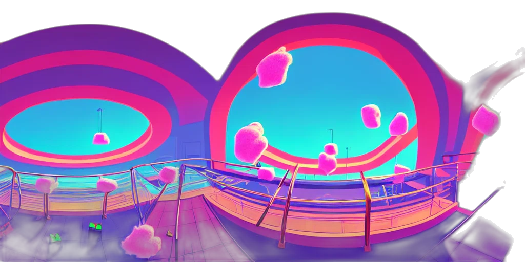 umbrella, 3d render, concept art, vaporwave transparent PNG cut-out