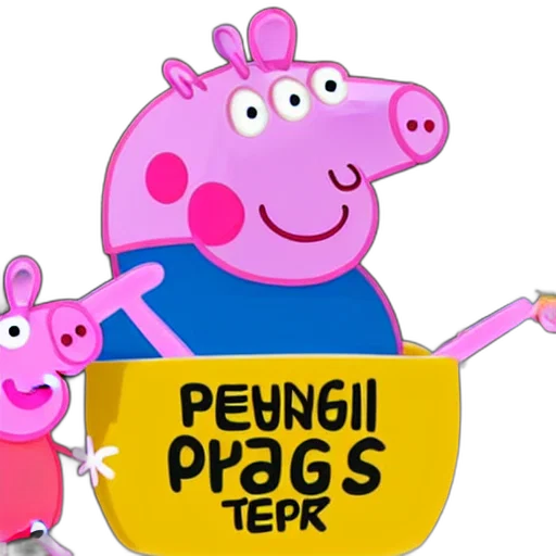 3d render, concept art, peppa, pig, gluing, themselves, crude, oil transparent PNG cut-out