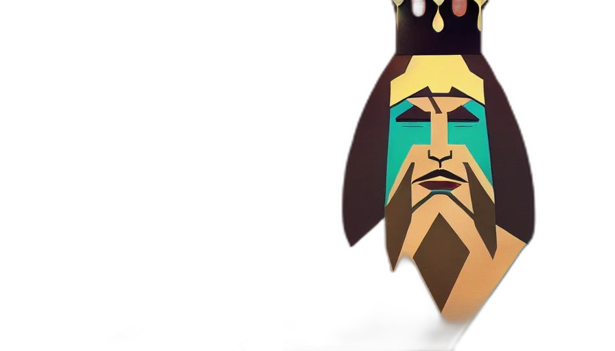 mask, face, crown, staff, concept art, 3d render, fantasy art, cartoon transparent PNG cut-out