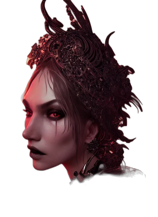 crown, face, mask, creature, fantasy art, concept art, photorealistic, cyberpunk transparent PNG cut-out