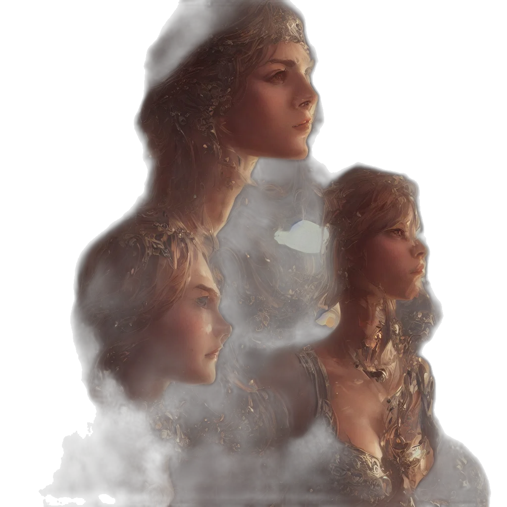 crown, dress, face, fantasy art, concept art, photorealistic, oil painting, snow transparent PNG cut-out
