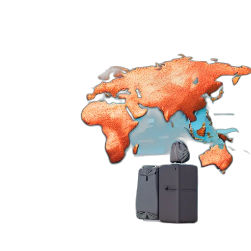 robot, 3d render, vector, globe, illustration, famous, touristic, landmarks transparent PNG cut-out