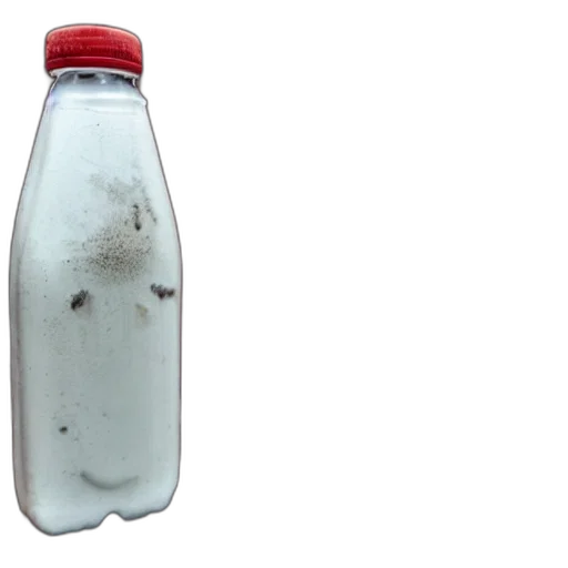 bottle, food, dress, weapon, 3d render, photorealistic, dirty, milk transparent PNG cut-out