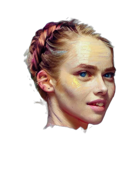 face, mask, crown, hair, photorealistic, oil painting, watercolor, fantasy art transparent PNG cut-out