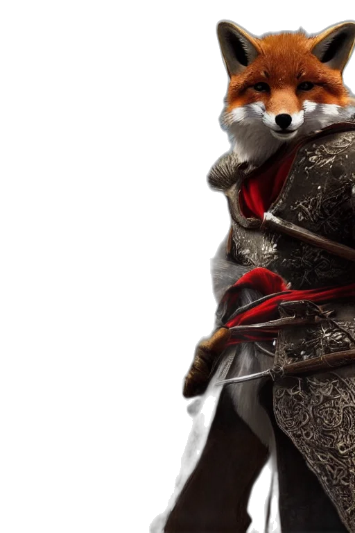 sword, staff, weapon, 3d render, concept art, medieval, anthropomorphic, fox transparent PNG cut-out