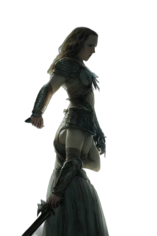 dress, sword, concept art, 3d render transparent PNG cut-out