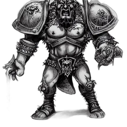 weapon, fantasy art, concept art, comic book art, pencil sketch, chaos, dwarf, daemon transparent PNG cut-out