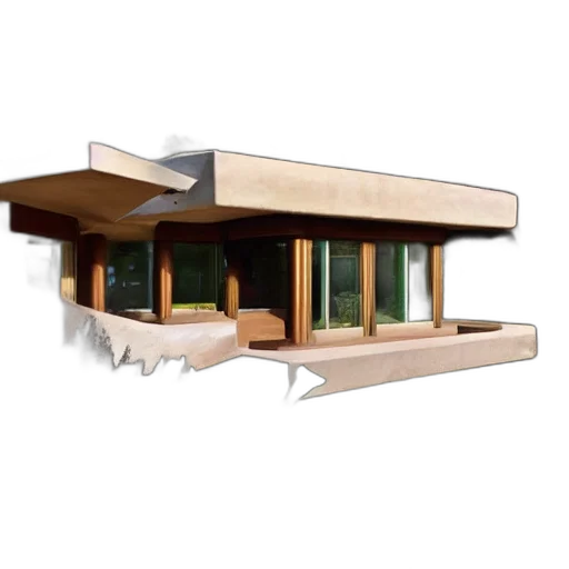 building, 3d render, concept art, photorealistic, pixel art, earth tones, house, designed transparent PNG cut-out