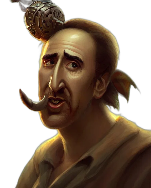 face, staff, hat, animal, concept art, fantasy art, photorealistic, comic book art transparent PNG cut-out