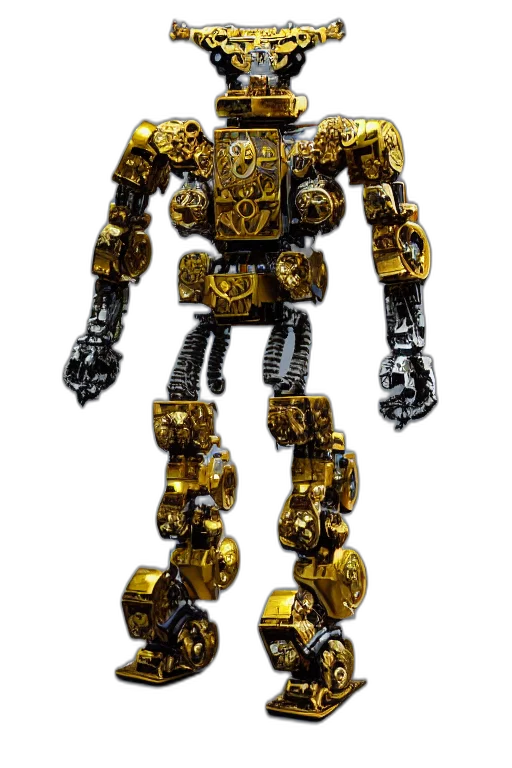 robot, weapon, concept art, 3d render, pixel art, fantasy art, golden, intricate transparent PNG cut-out