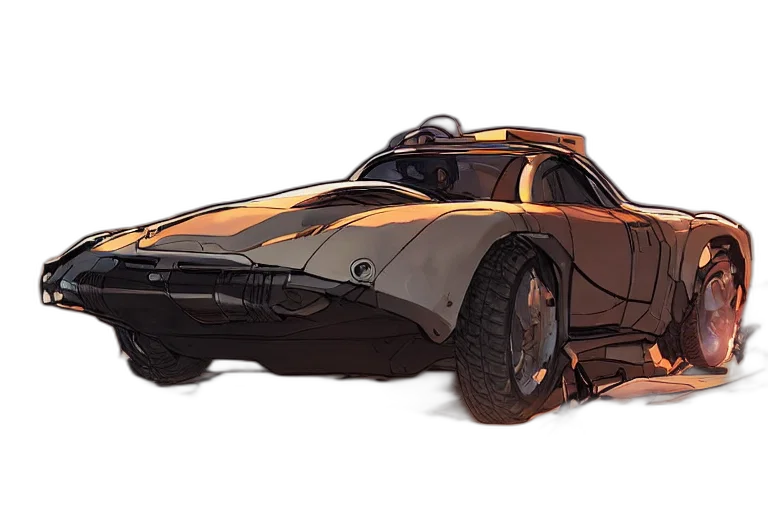 car, weapon, concept art, 3d render transparent PNG cut-out