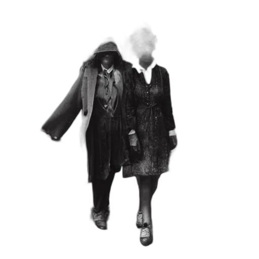 jacket, hat, mask, umbrella, concept art, monochrome, photographs, taken transparent PNG cut-out