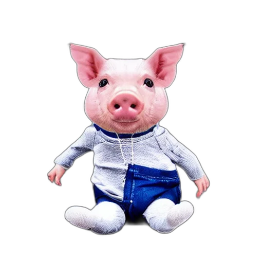 animal, 3d render, photorealistic, cute, mini, pig, wearing, inmate transparent PNG cut-out