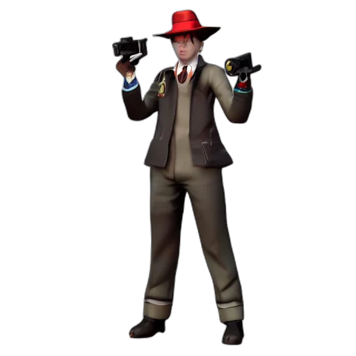 staff, hat, jacket, weapon, concept art, 3d render, pixel art, cartoon transparent PNG cut-out