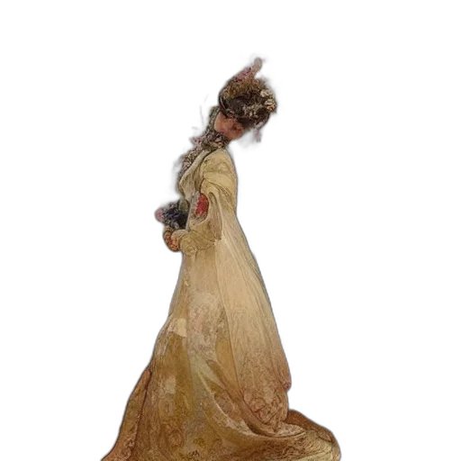 dress, hair, crown, staff transparent PNG cut-out