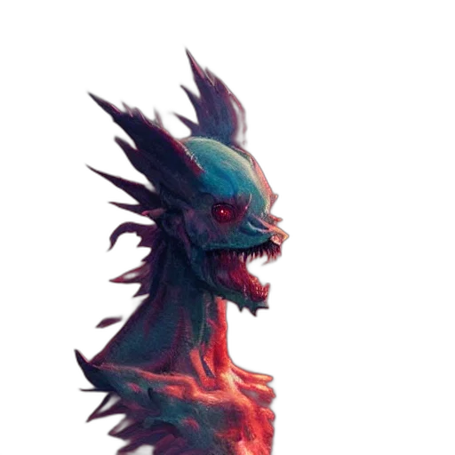 dragon, creature, mask, face, concept art, fantasy art, pixel art, 3d render transparent PNG cut-out