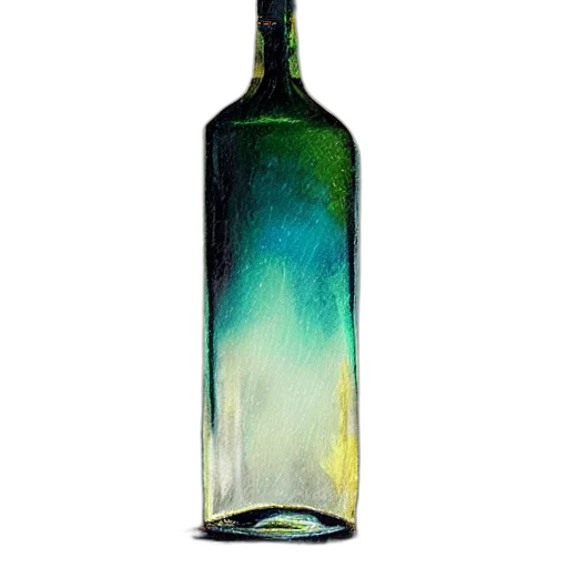 bottle, watercolor, photorealistic, oil painting, 3d render, green, blue, colorful transparent PNG cut-out