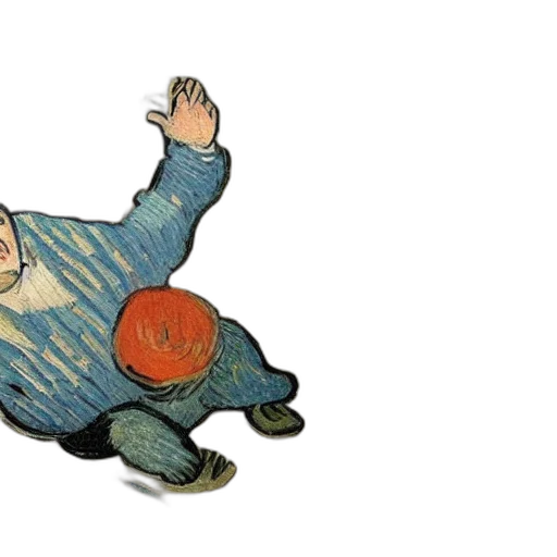 jacket, obese, man, falls, over, painted, van, gogh transparent PNG cut-out