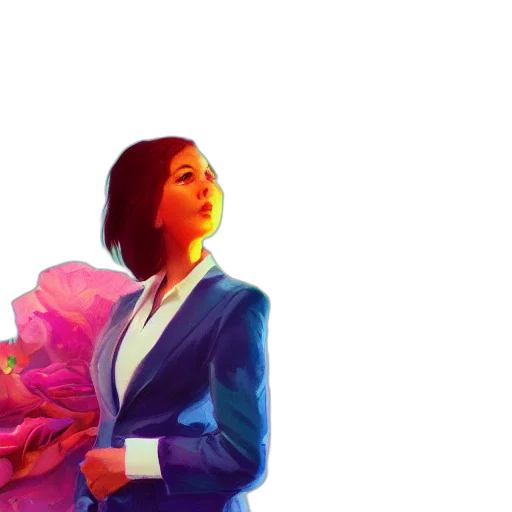 jacket, dress, concept art, vaporwave, pixel art, photorealistic, neon lights, colorful transparent PNG cut-out