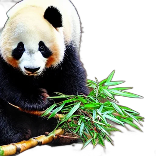 animal, photorealistic, adorable, panda, cub, eating, bamboo, chengdu transparent PNG cut-out