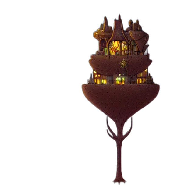 crown, tree, furniture, staff, concept art, 3d render, pixel art, fantasy art transparent PNG cut-out