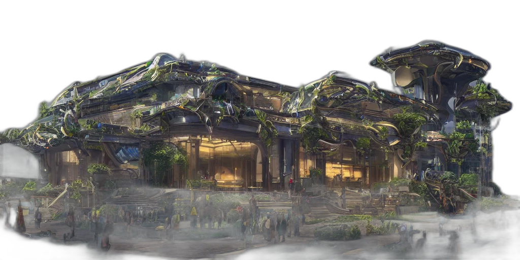 building, concept art, 3d render, photorealistic transparent PNG cut-out