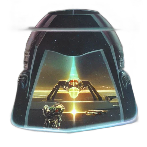 robot, car, hat, mask, concept art, 3d render, outer space, retro transparent PNG cut-out