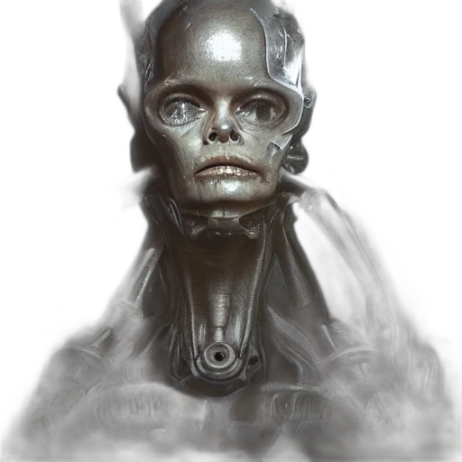 robot, face, mask, creature, concept art, cyberpunk, fantasy art, photorealistic transparent PNG cut-out