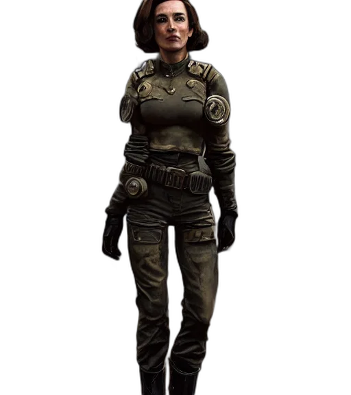 staff, jacket, concept art, pixel art, comic book art, 3d render, earth tones, fallout transparent PNG cut-out