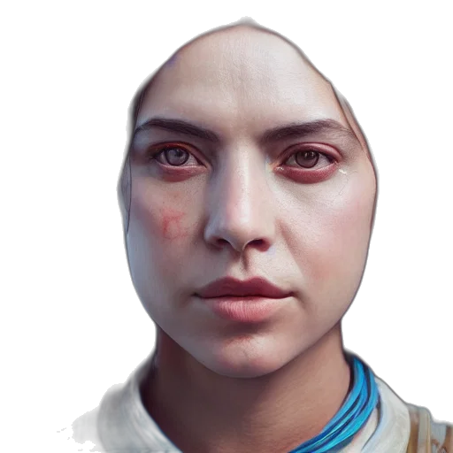 face, mask, robot, staff, photorealistic, concept art, fantasy art, 3d render transparent PNG cut-out