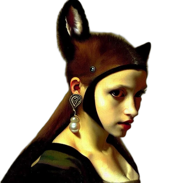 hat, mask, animal, face, photorealistic, fantasy art, oil painting, concept art transparent PNG cut-out