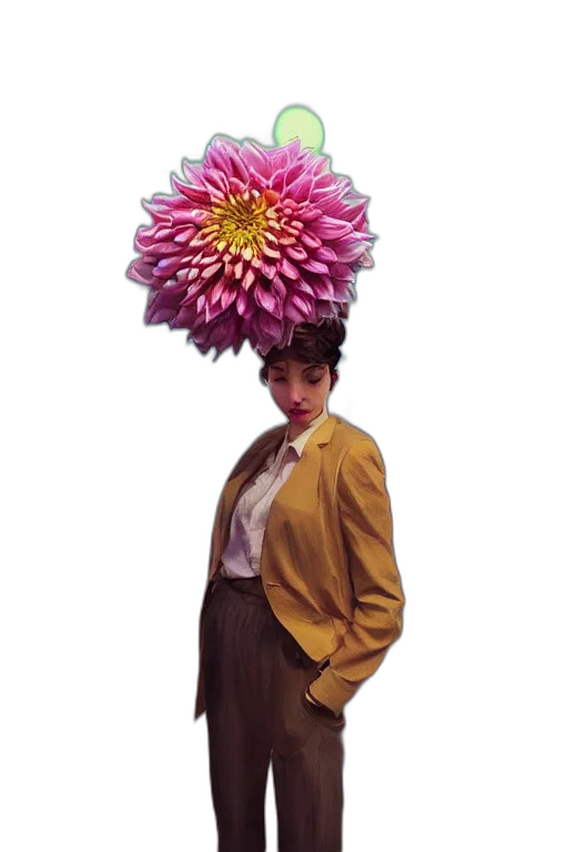 hat, crown, umbrella, flower, photorealistic, concept art, vaporwave, 3d render transparent PNG cut-out