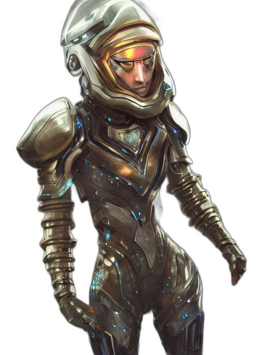 robot, staff, concept art, cyberpunk, fantasy art, comic book art, outer space, golden transparent PNG cut-out