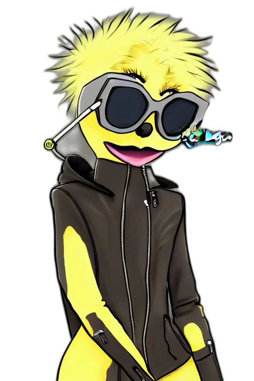 jacket, staff, cartoon, concept art, pixel art, anime, anthropomorphic, lemon transparent PNG cut-out