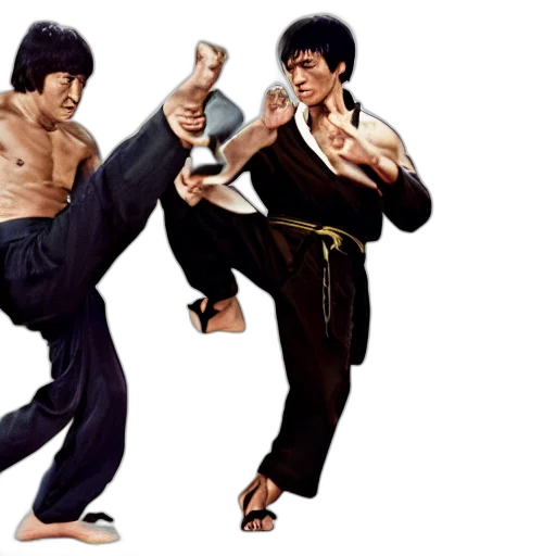 concept art, photorealistic, jackie, chan, bruce, lee, thomas, jefferson transparent PNG cut-out