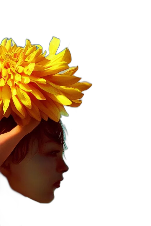 crown, flower, hat, photorealistic, 3d render, oil painting, concept art, golden transparent PNG cut-out