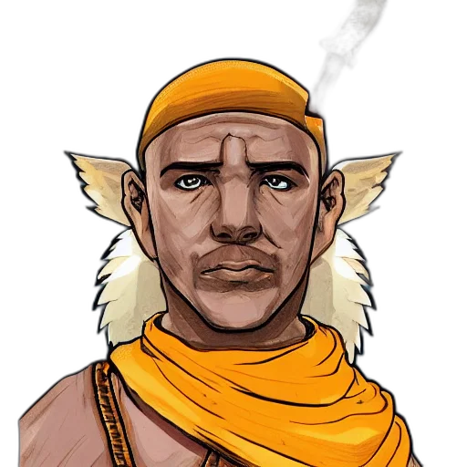 staff, face, mask, concept art, fantasy art, comic book art, cartoon, earth tones transparent PNG cut-out