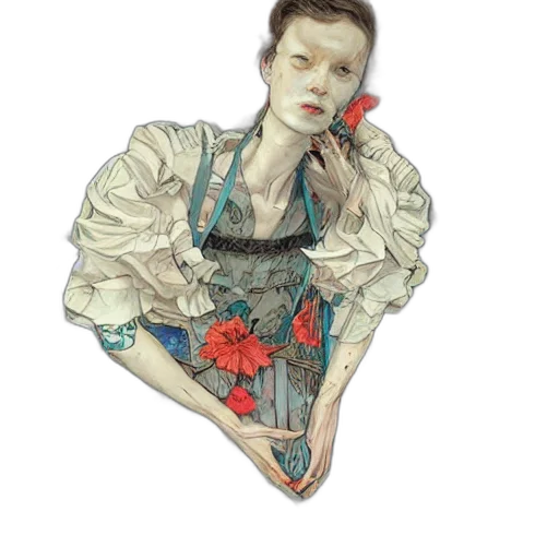 dress, face, jewelry, flower, photorealistic, oil painting, watercolor, pixel art transparent PNG cut-out