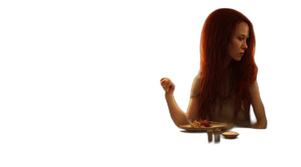 food, hair, dress, 3d render transparent PNG cut-out