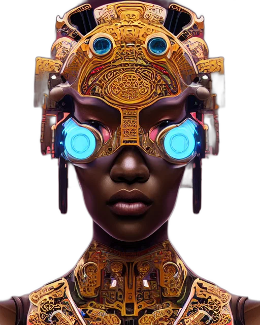 robot, mask, face, jewelry, concept art, cyberpunk, 3d render, photorealistic transparent PNG cut-out