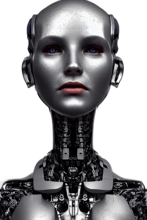 robot, face, cyberpunk, 3d render, concept art, photorealistic, human, female transparent PNG cut-out
