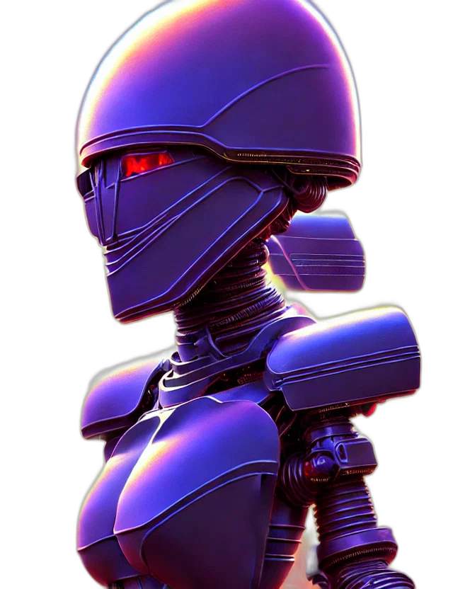 robot, 3d render, concept art, vaporwave transparent PNG cut-out