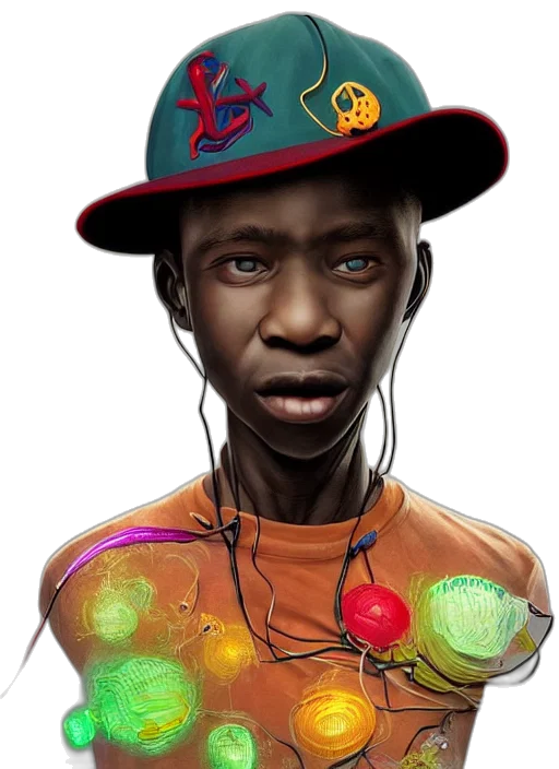 face, hat, concept art, photorealistic, comic book art, cartoon, colourful, caricature transparent PNG cut-out