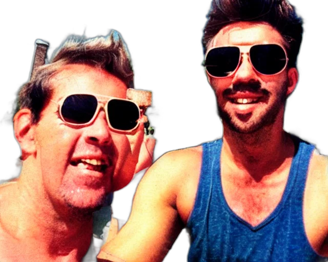 selfie, man, wearing, tank, top, sunglasses, drinking, beer transparent PNG cut-out