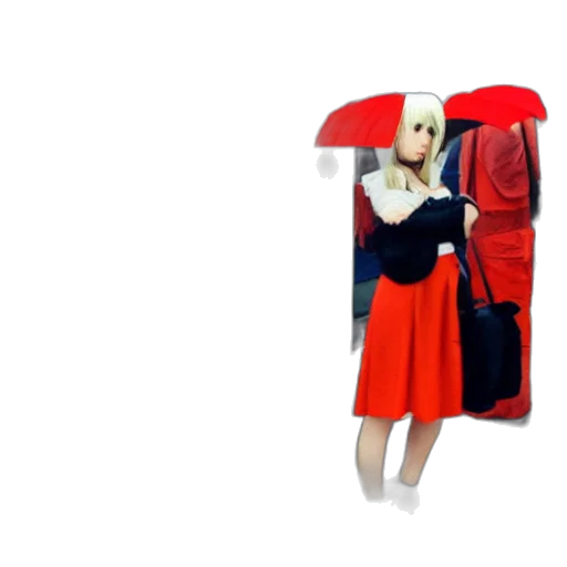 dress, umbrella, jacket, staff, 3d render, concept art, anime, photorealistic transparent PNG cut-out