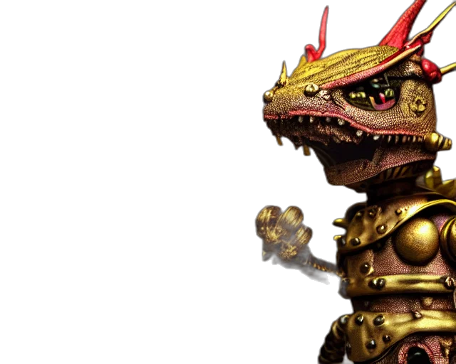dragon, staff, concept art, 3d render transparent PNG cut-out
