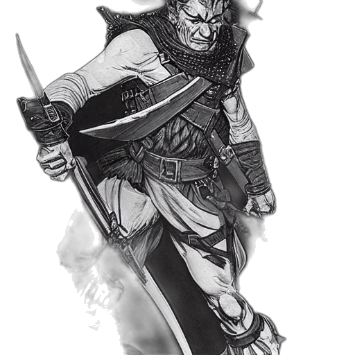 sword, staff, mask, weapon, concept art, fantasy art, pencil sketch, comic book art transparent PNG cut-out