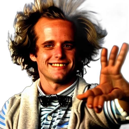hair, jacket, staff, photorealistic, vaporwave, cartoon, doctor, emmett transparent PNG cut-out