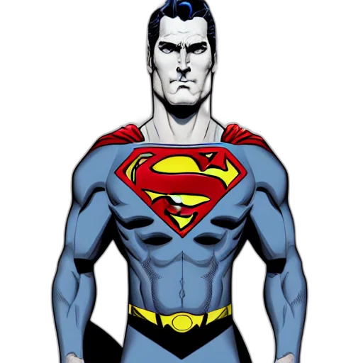 comic book art, cartoon, concept art, superman, realistic, extremely, detailed, sharp transparent PNG cut-out